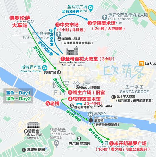 佛罗伦萨古城步行地图