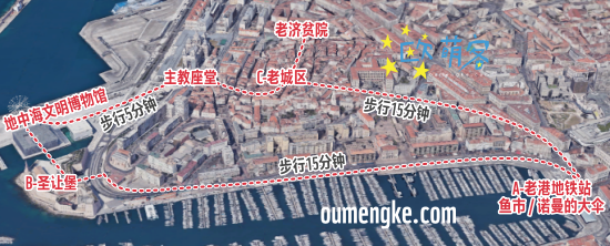 巴黎景点与地铁路线图